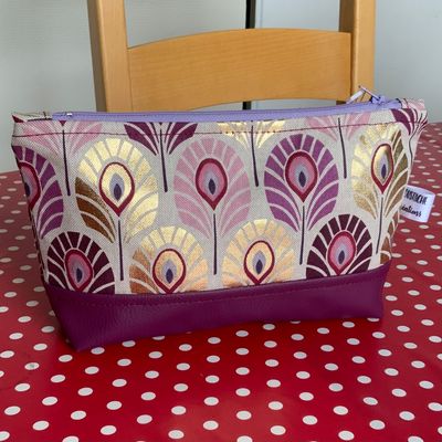 LA TROUSSE Marie Hélène - Plumes de paon foil Prune/Or