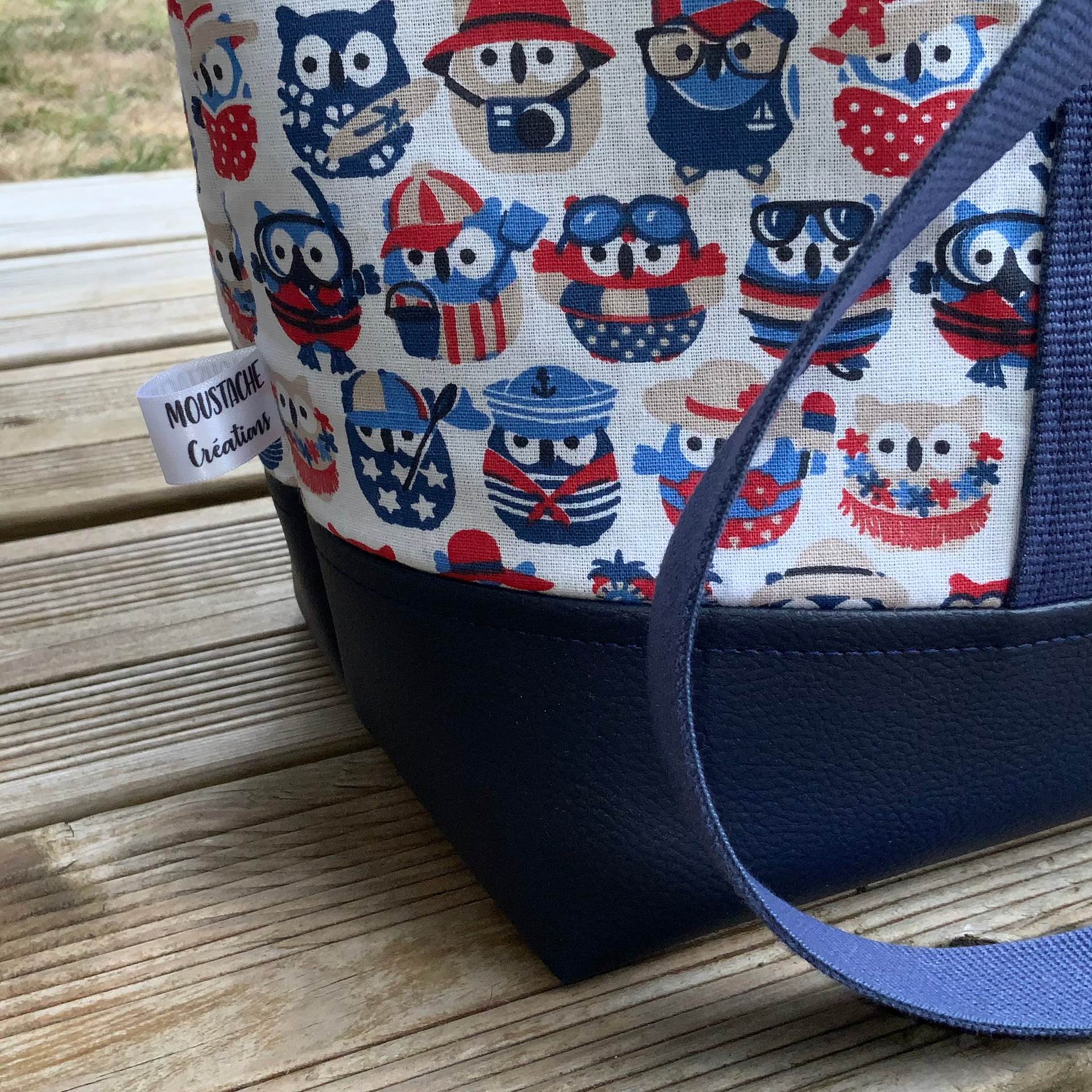 Sac Cabas AURELIE - Hiboux d'été blanc