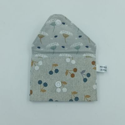 PORTE MONNAIE Valentin (double face) - Cerises bleu
