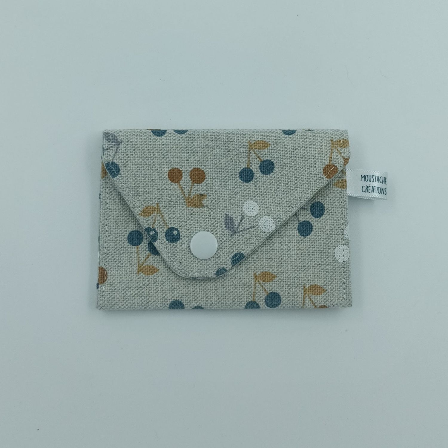 PORTE MONNAIE Valentin (double face) - Cerises bleu