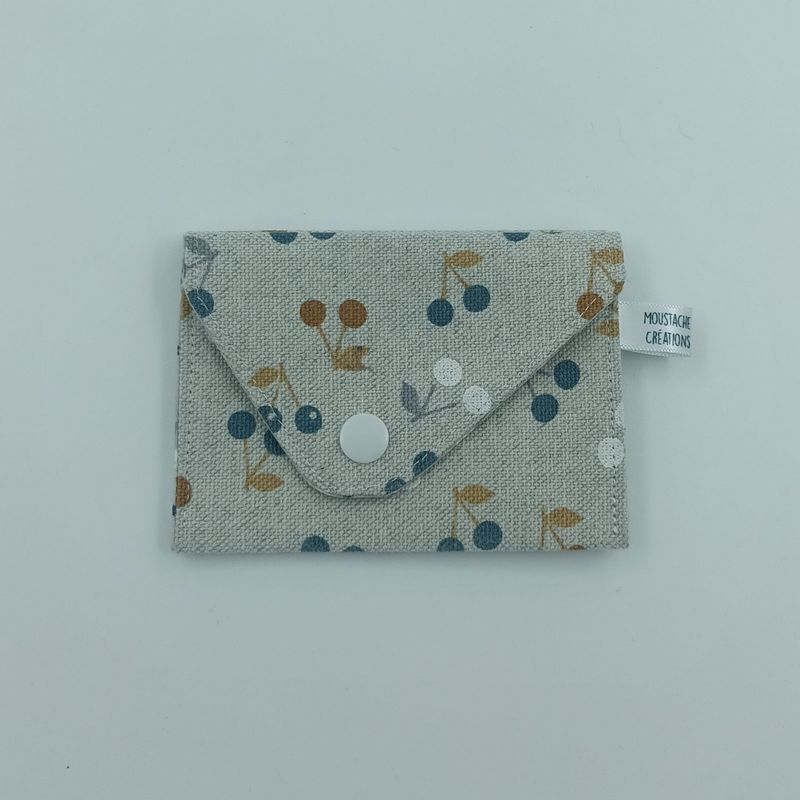 PORTE MONNAIE Valentin (double face) - Cerises bleu PORTE MONNAIE Valentin (double face) - Cerises bleu