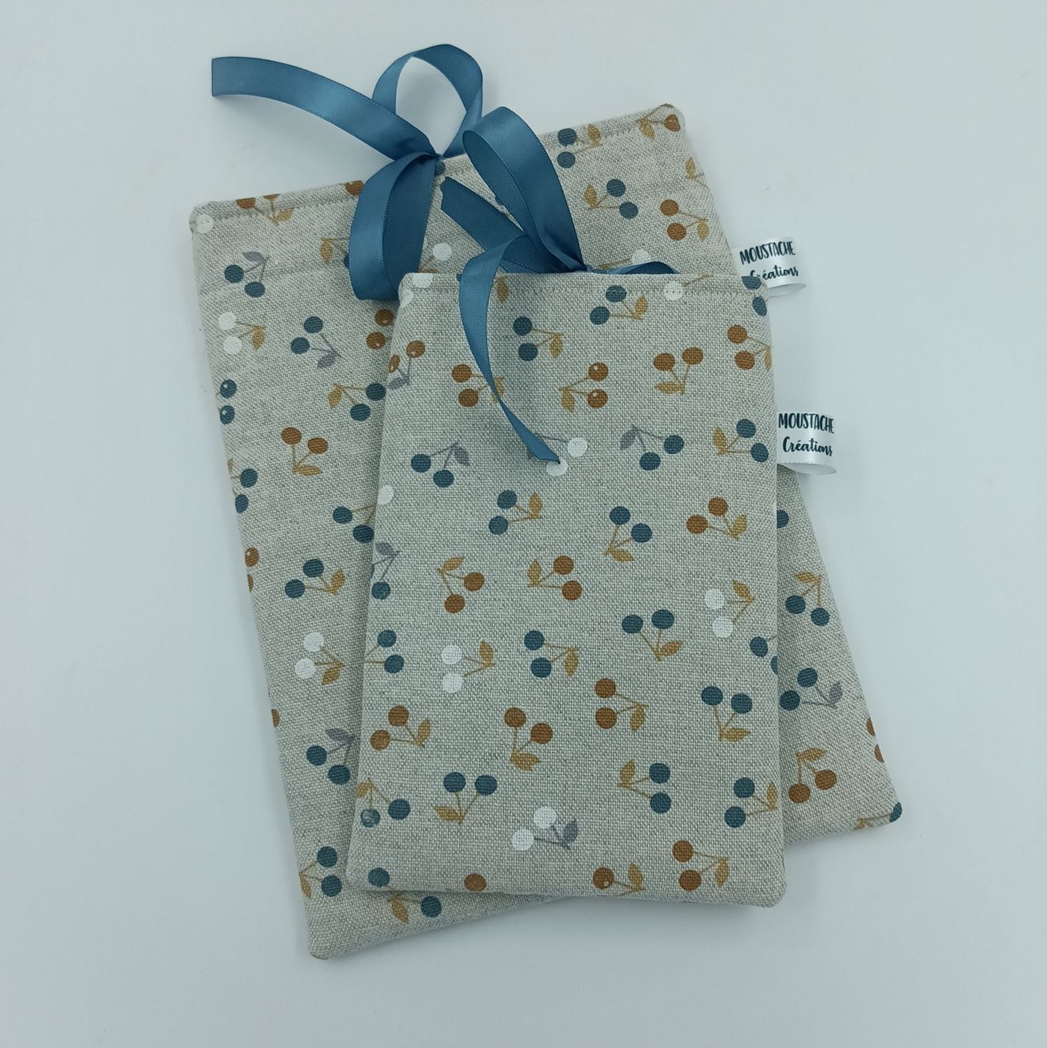 POCHETTE LIVRE Résé - Cerises bleu POCHETTE LIVRE Résé - Cerises bleu