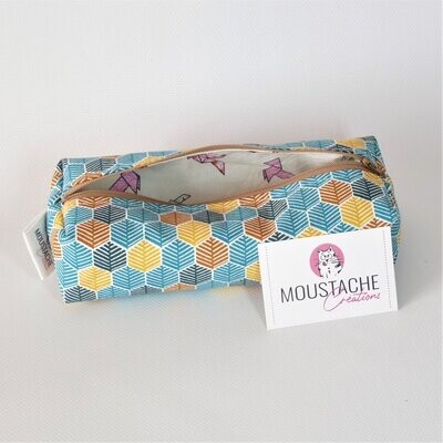 Trousse d'école en tissu fait main Justine par Moustache Créations