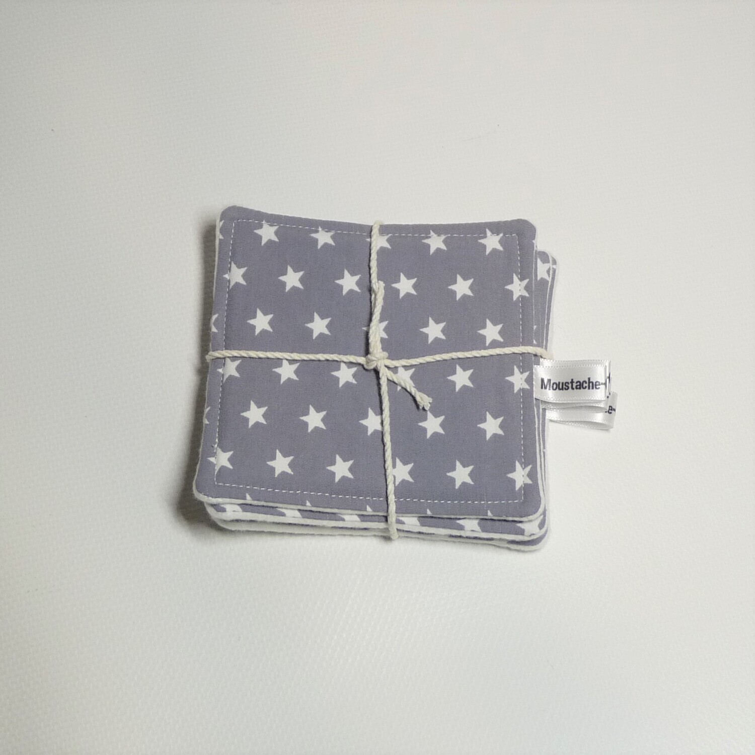 Lot de 4 lingettes lavables et démaquillantes Soizic fait main par Moustache Créations