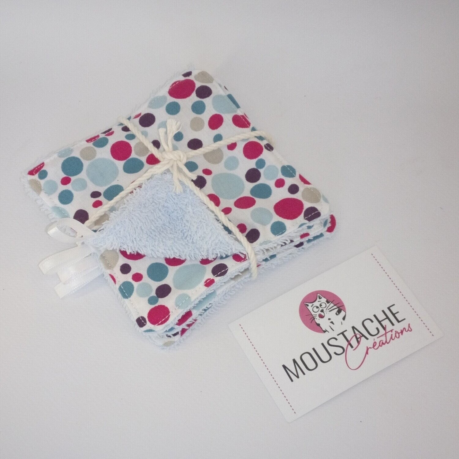 LINGETTES LAVABLES Soizic / Lot de 4 - Bulles Lot de 4 lingettes lavables et démaquillantes Soizic fait main par Moustache Créations