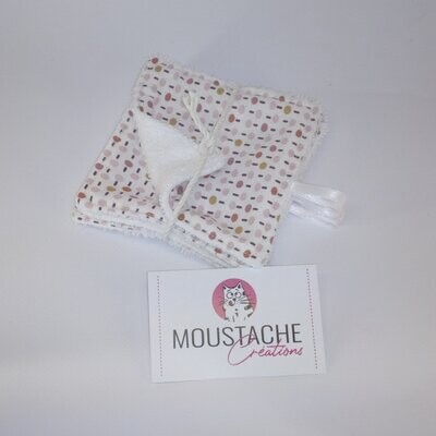 Lot de 4 lingettes lavables et démaquillantes Soizic fait main par Moustache Créations