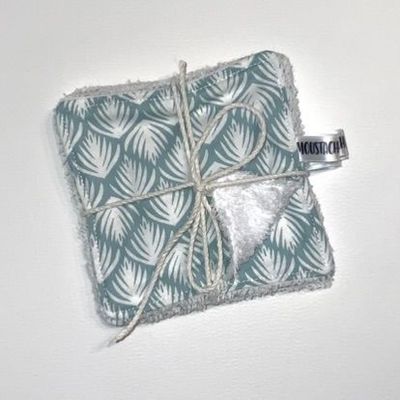 Lot de 4 lingettes lavables et démaquillantes Soizic fait main par Moustache Créations