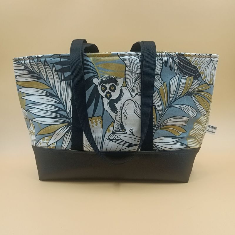 Sac Cabas AURELIE - GoldenJungle stone (Bleu/Or)