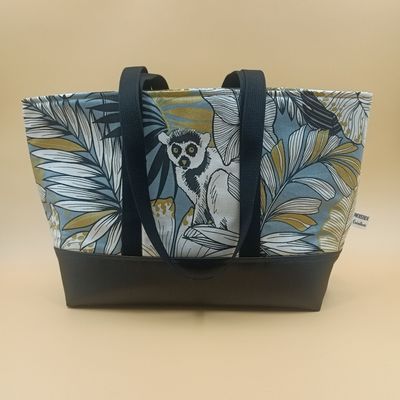 Sac Cabas AURELIE - GoldenJungle stone (Bleu/Or)
