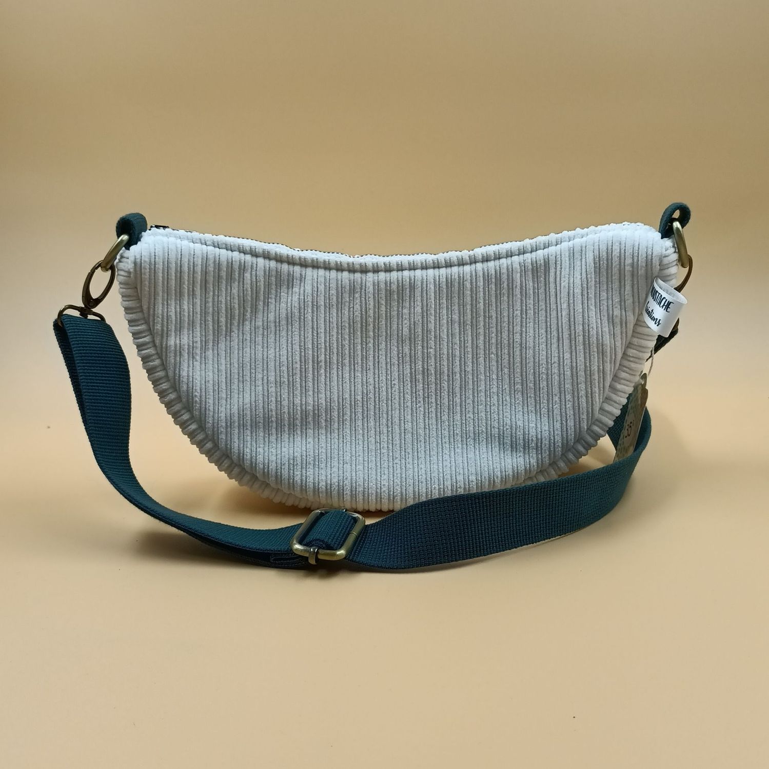 SAC DEMI-LUNE Bernadette - Velours Blanc