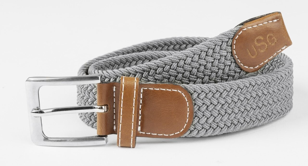 GÜRTEL "CASUAL" GEFLOCHTENES, ELASTISCHES MATERIAL / grau