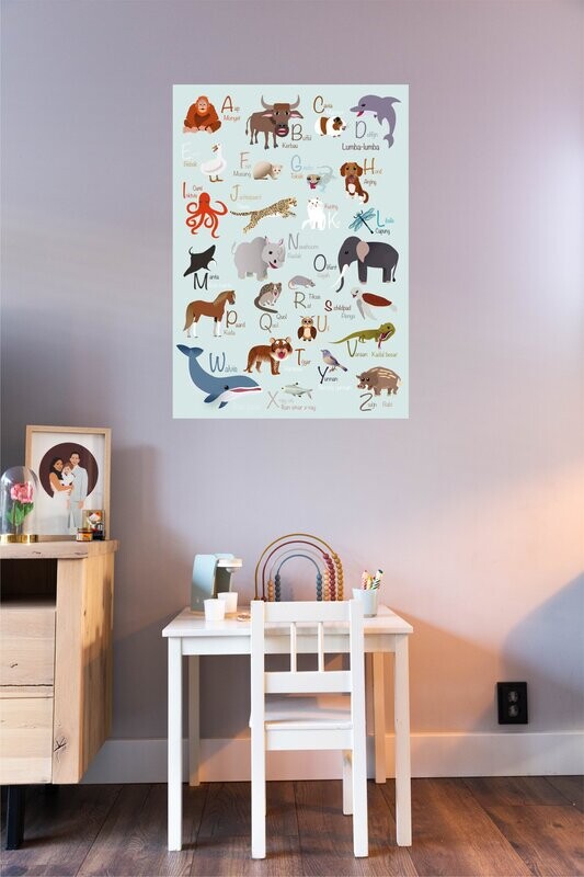 Dieren alfabet blauw
