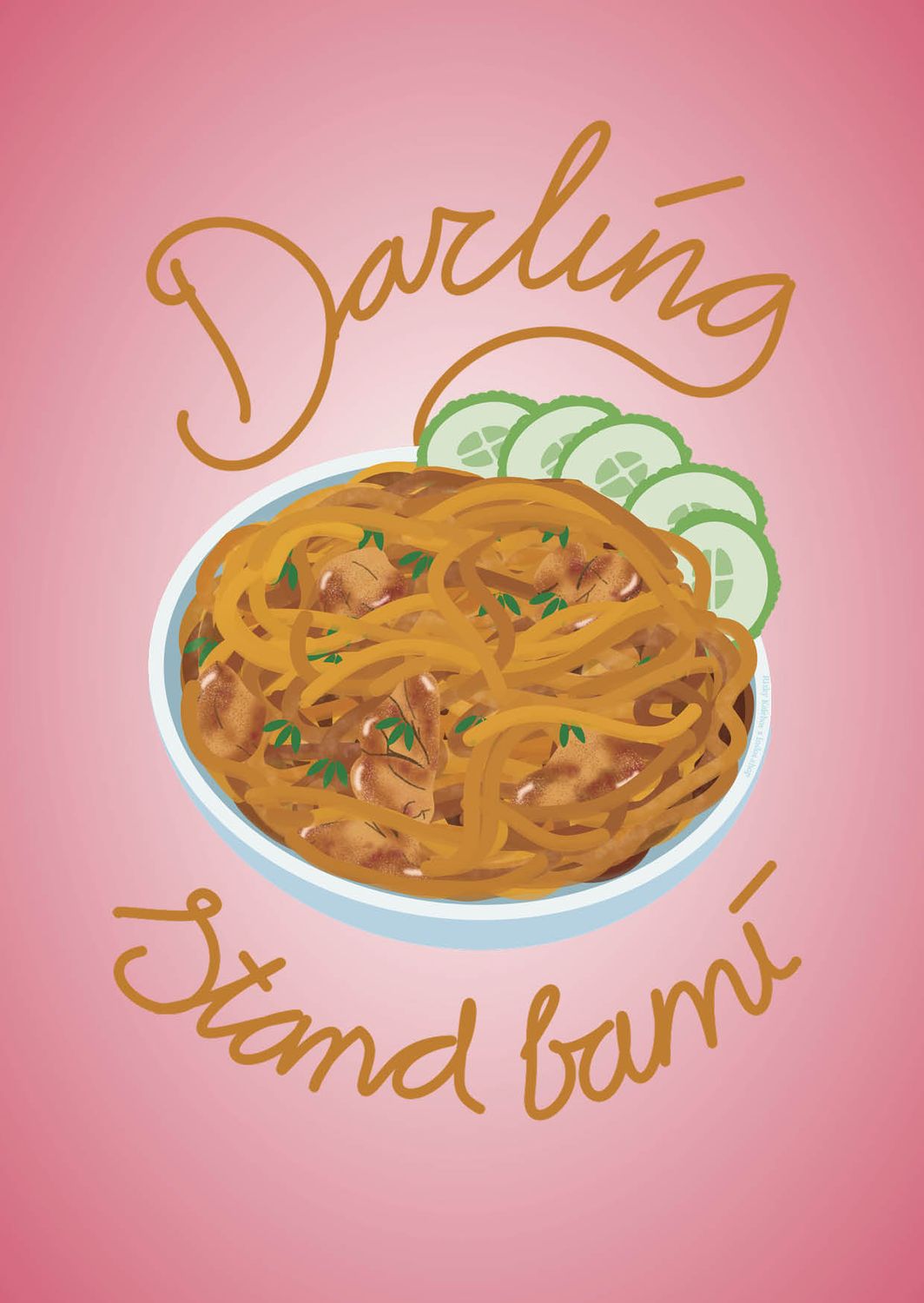 Valentijnskaart Darling, stand bami