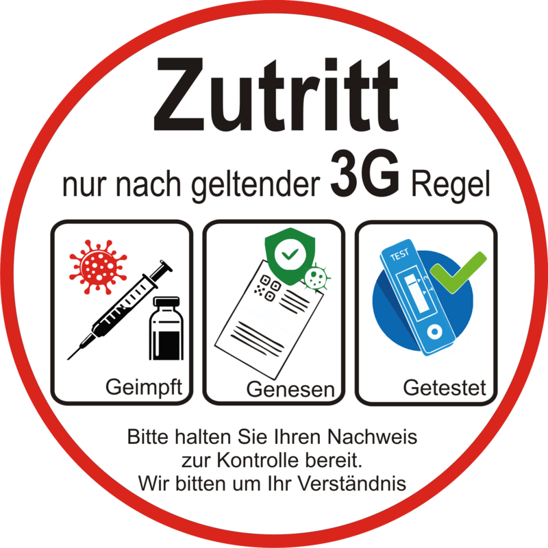Aufkleber Corona 3G