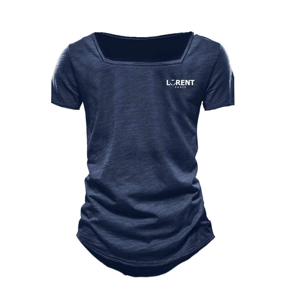 Tshirt Homme Col Carré fit Navy manche courte - Lorent PARIS