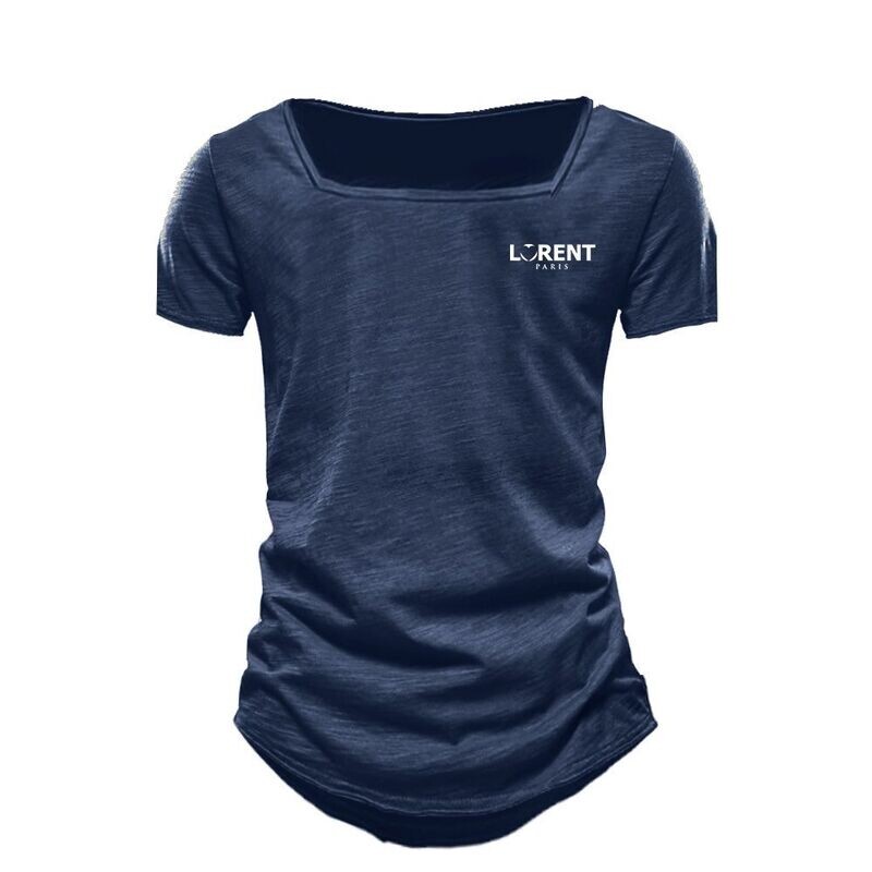Tshirt Homme Col Carré fit Navy manche courte - Lorent PARIS