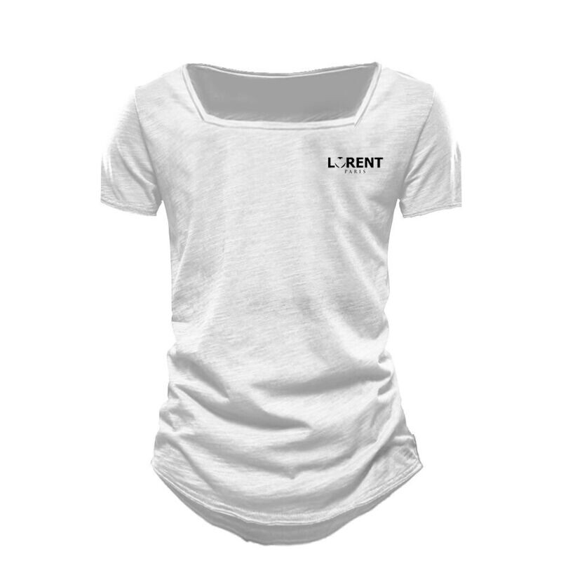 Tshirt Homme Col Carré fit Blanc manche courte - Lorent PARIS