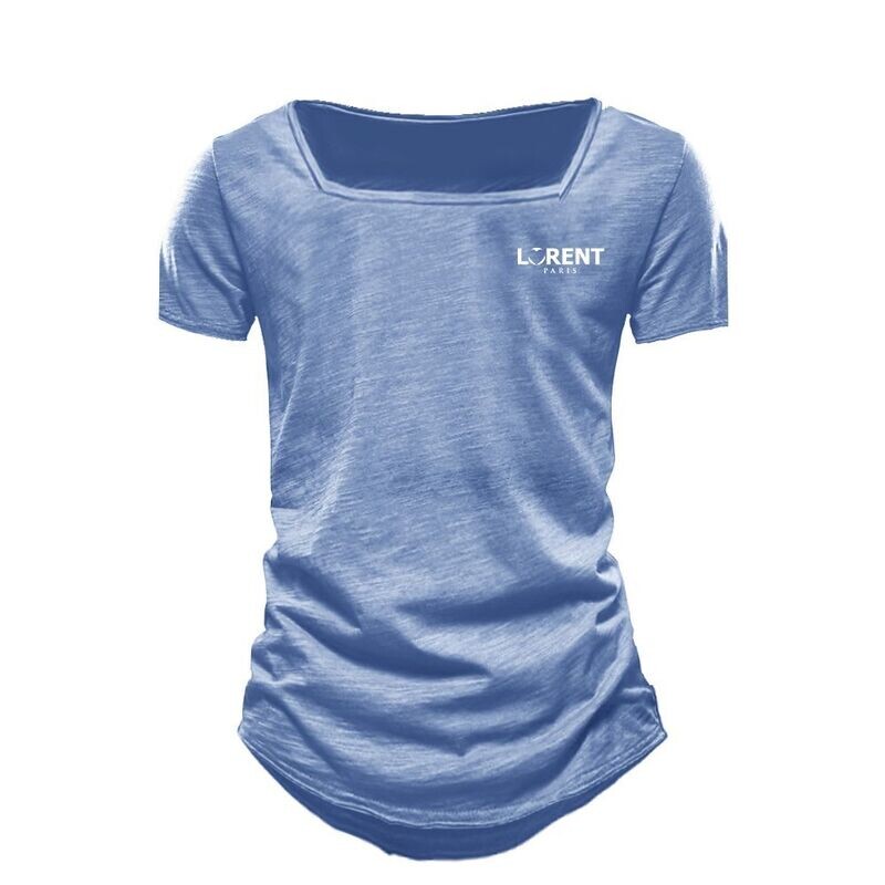 Tshirt Homme Col Carré fit Bleu manche courte - Lorent PARIS