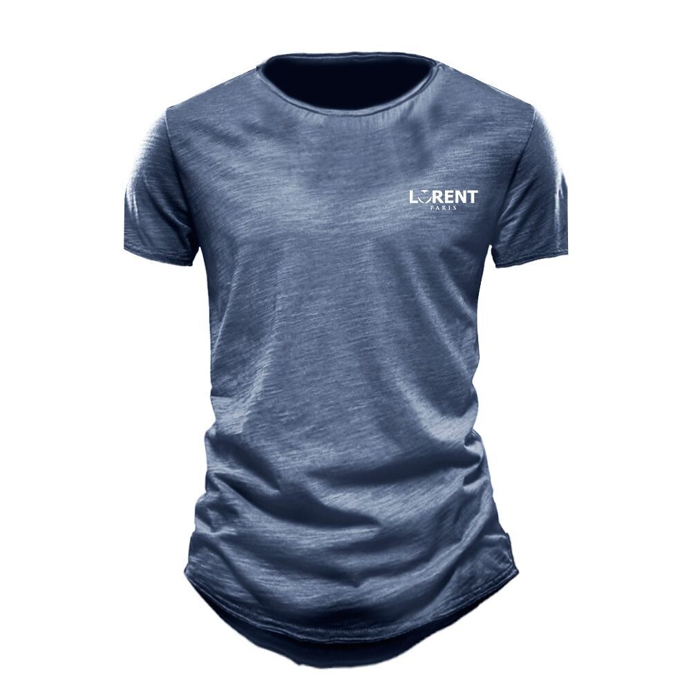 Tshirt Homme Col Rond fit Bleu manche courte - Lorent PARIS