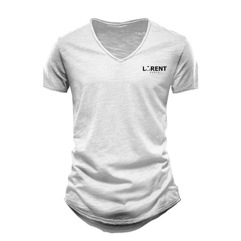 Tshirt Homme Col V fit Blanc manche courte - Lorent PARIS