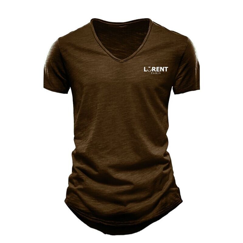 Tshirt Homme Col V fit Marron manche courte - Lorent PARIS