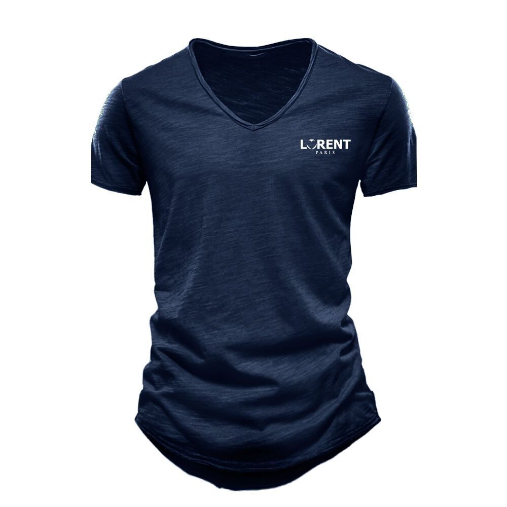 Tshirt Homme Col V fit Navy manche courte - Lorent PARIS