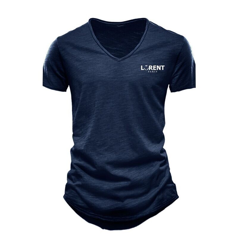 Tshirt Homme Col V fit Navy manche courte - Lorent PARIS