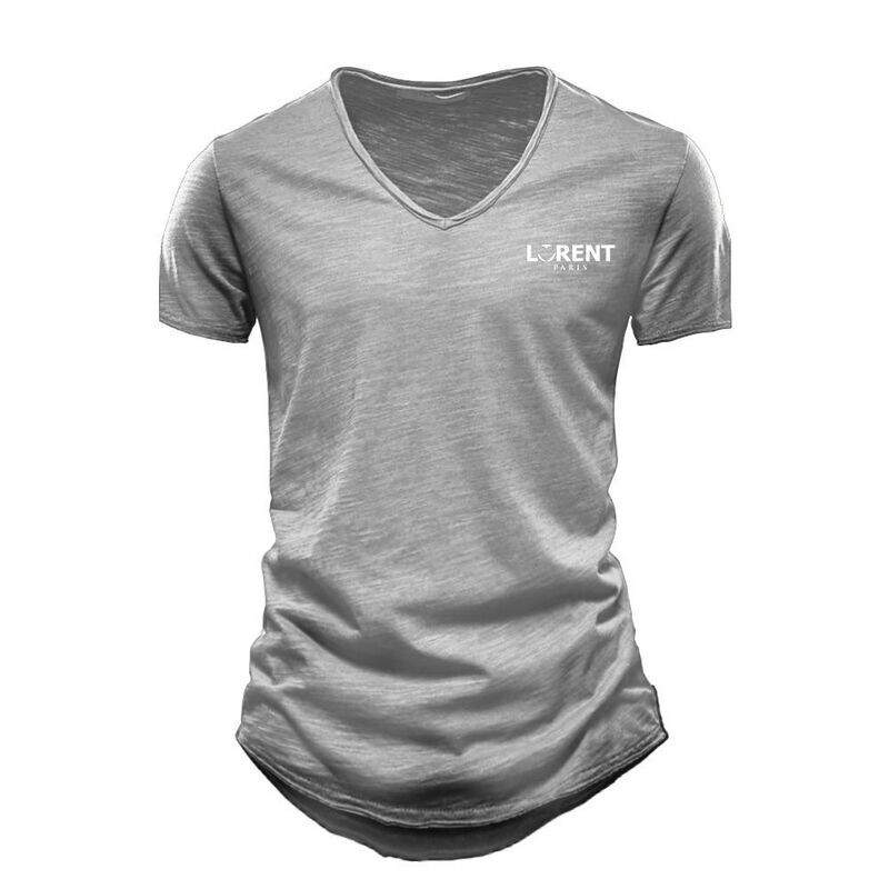 Tshirt Homme Col V fit Gris manche courte - Lorent PARIS