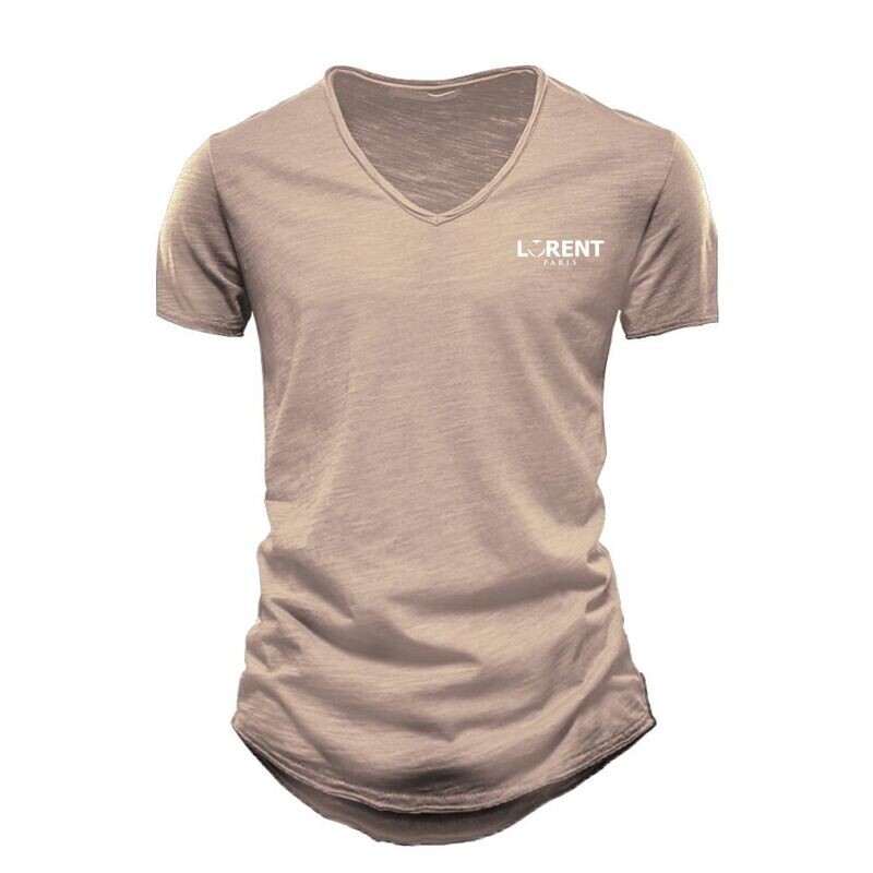 Tshirt Homme Col V fit Ecru manche courte - Lorent PARIS