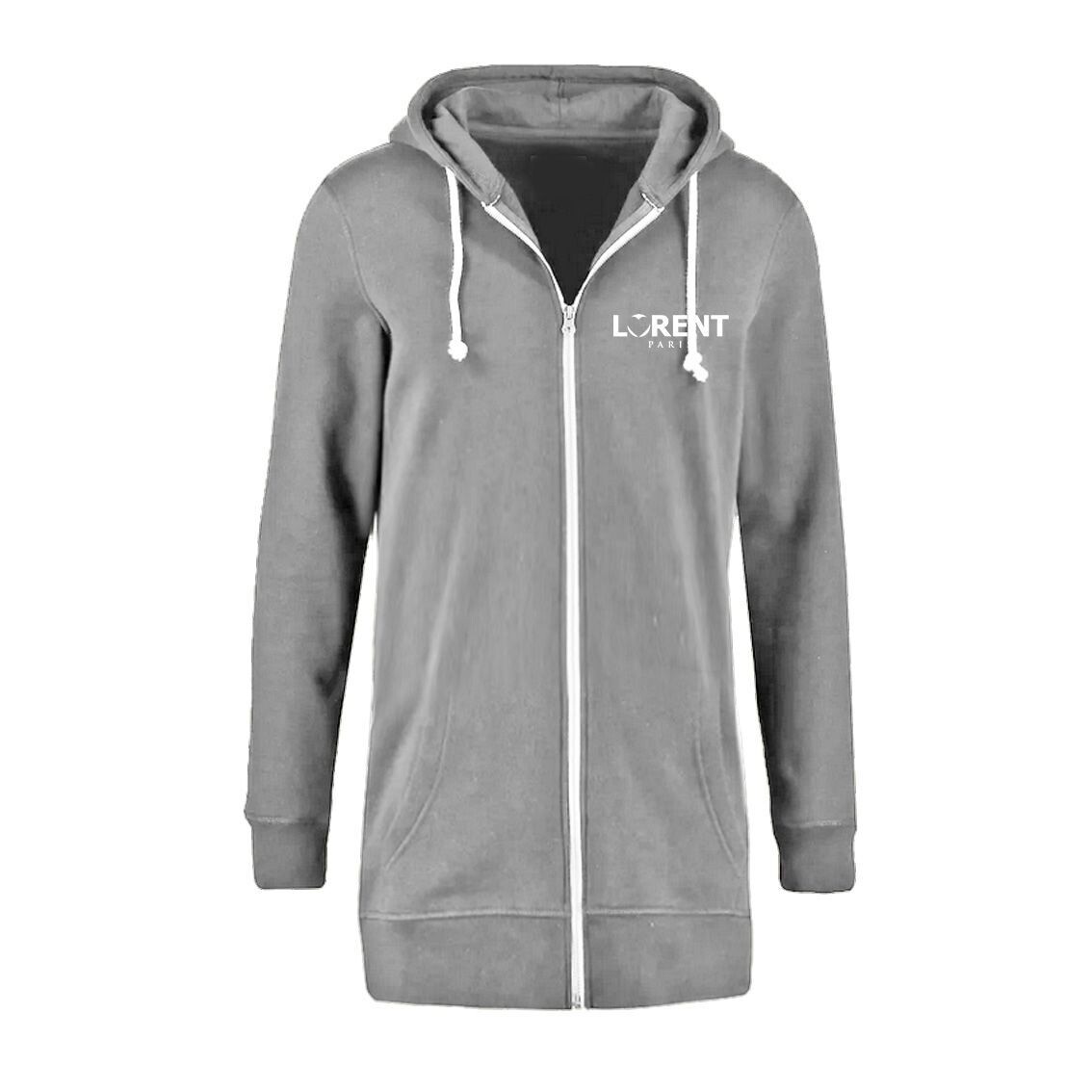 Hoodie Long Homme - coupe Longue Fit Grey - Lorent PARIS