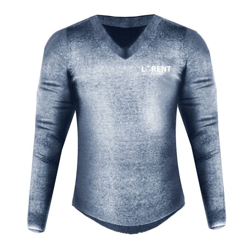 Pull Over Homme - coupe Fit Col V Bleu - Lorent PARIS