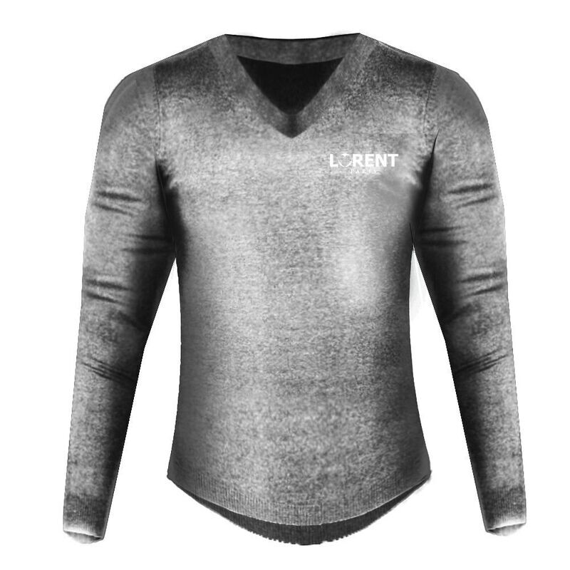 Pull Over Homme - coupe Fit Col V Gris - Lorent PARIS