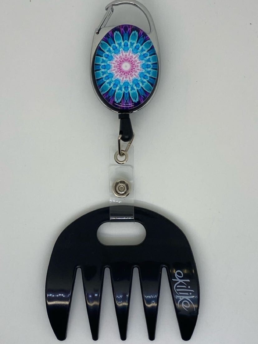 Grat-grat  noir - Clipper mandala bleu rose