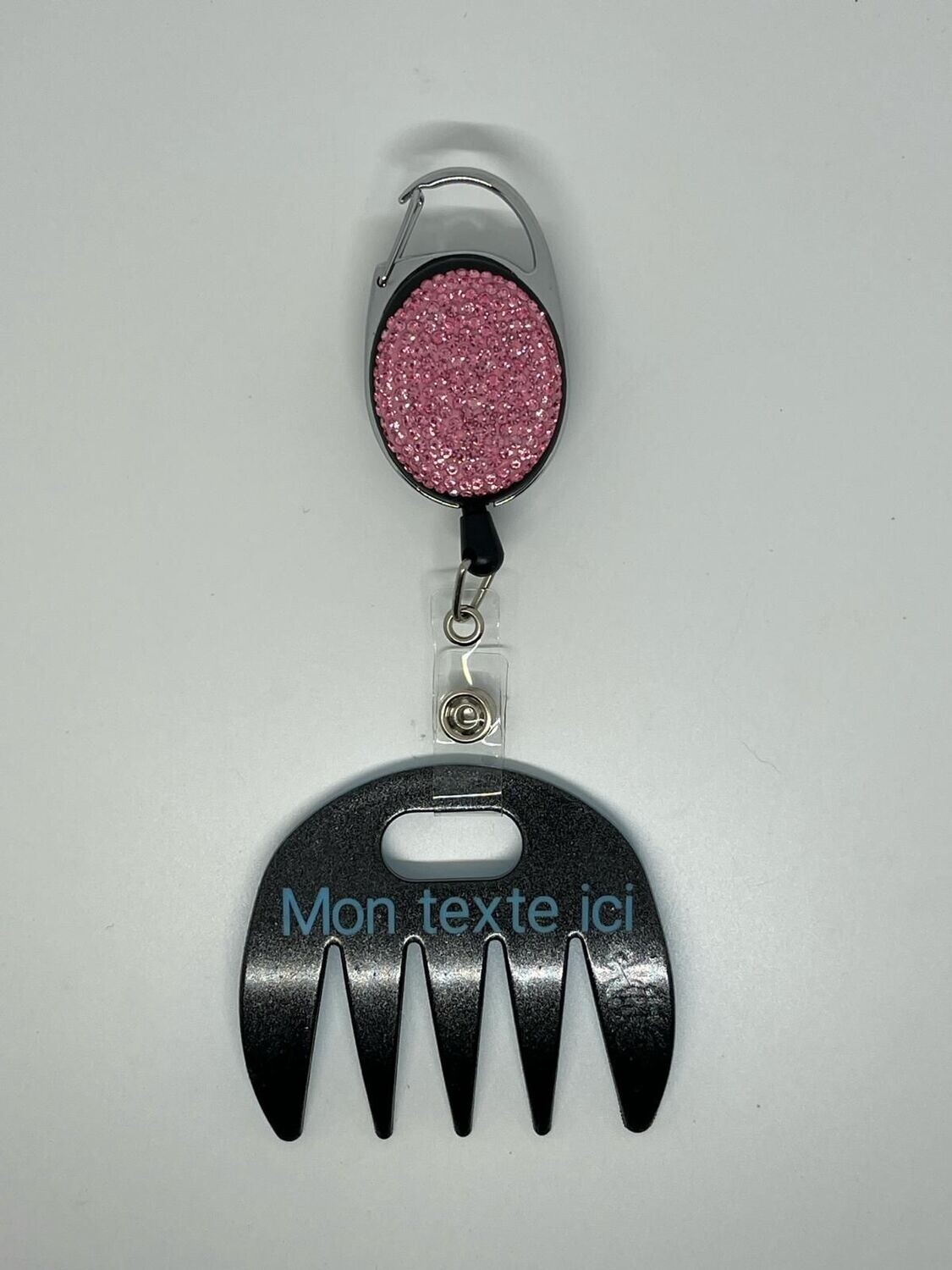 Grat-grat noir pailleté personnalisé  - Clipper diamants roses dans son coffret cadeau.