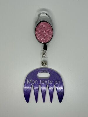 Grat-grat violet pailleté personnalisé  - Clipper diamants roses dans son coffret cadeau.