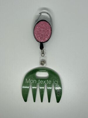 Grat-grat vert pailleté personnalisé  - Clipper diamants roses dans son coffret cadeau.