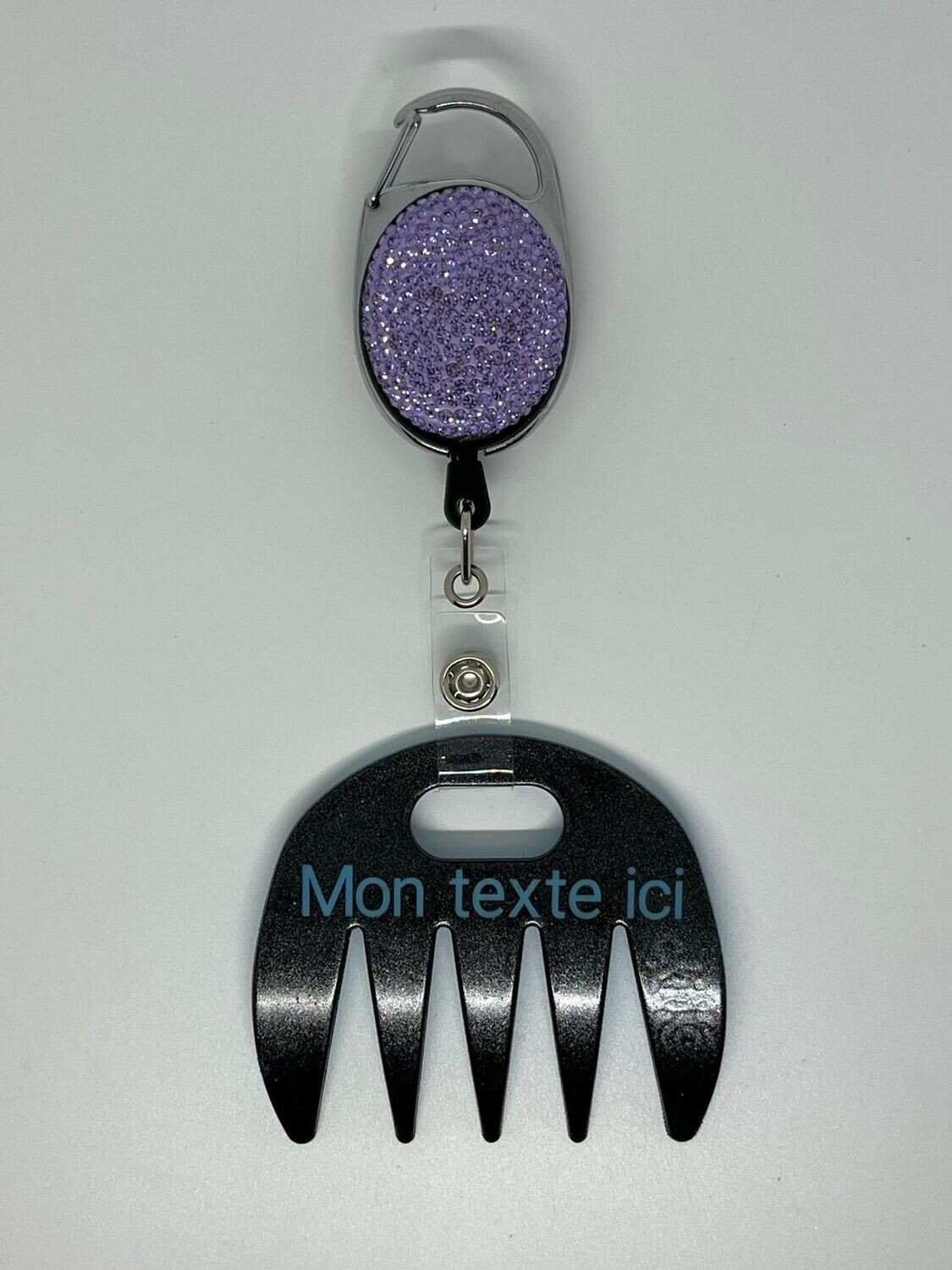 Grat-grat noir pailleté personnalisé  - Clipper violet pailleté , dans son coffret cadeau.