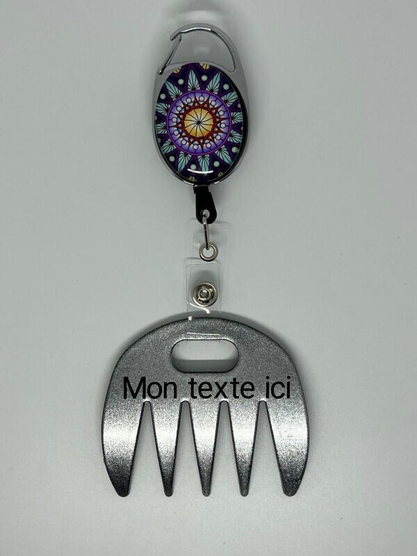 Grat-grat argent pailleté personnalisé  - Clipper mandala violet, dans son coffret cadeau.