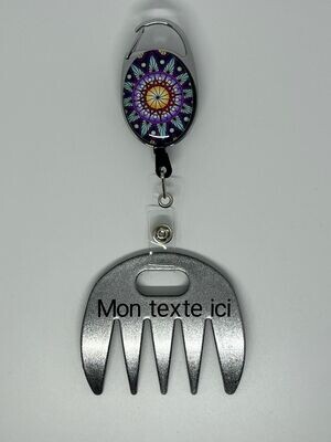 Grat-grat argent pailleté personnalisé  - Clipper mandala violet, dans son coffret cadeau.