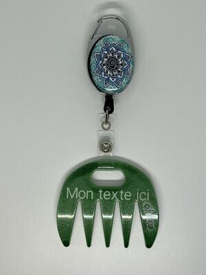 Grat-grat vert pailleté personnalisé  - Clipper mandala bleu , dans son coffret cadeau.
