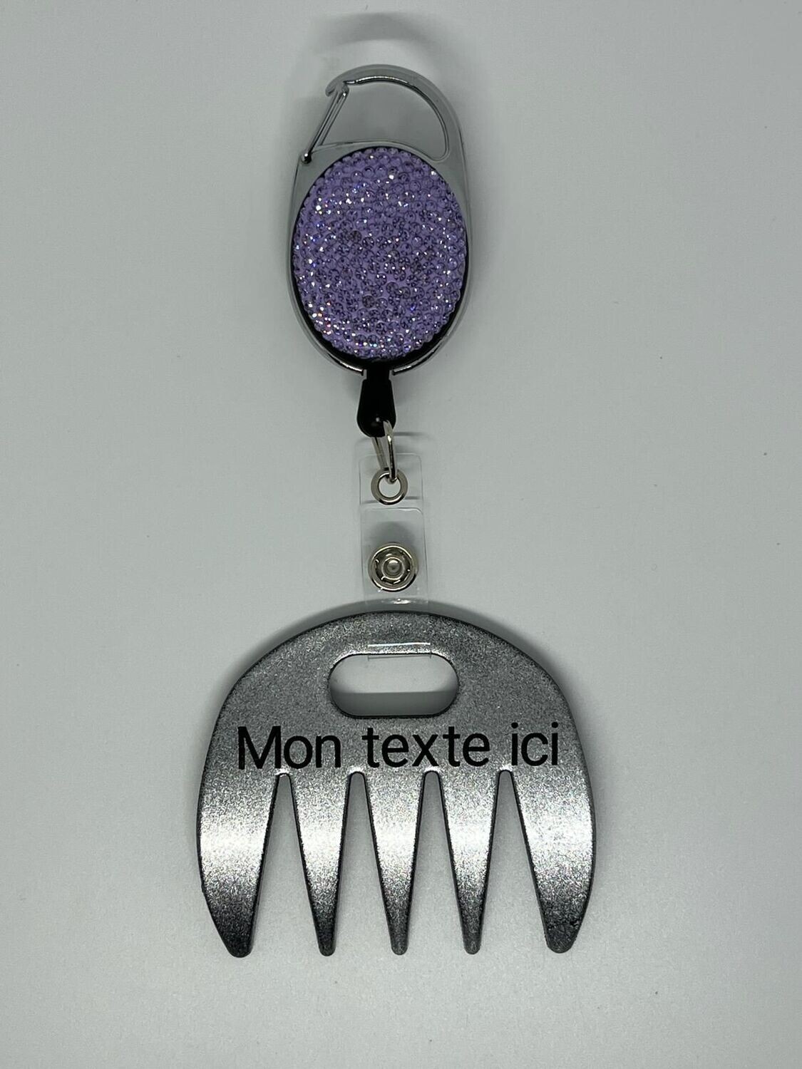 Grat-grat argent pailleté personnalisé  - Clipper diamants violets, dans son coffret cadeau.