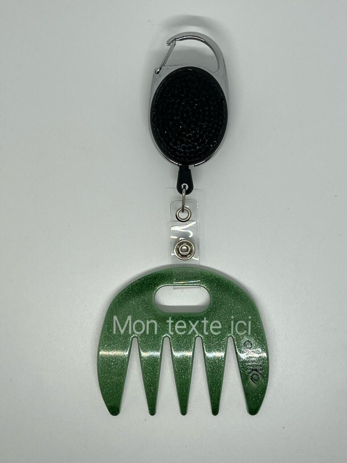 Grat-grat vert pailleté personnalisé  - Clipper diamants noirs, dans son coffret cadeau.
