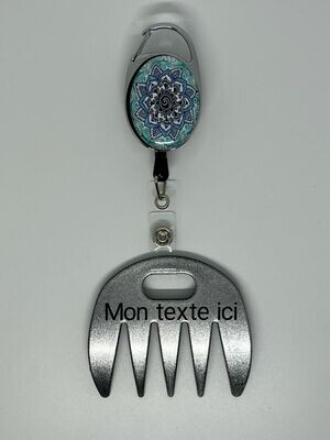 Grat-grat argent pailleté personnalisé  - Clipper mandala bleu , dans son coffret cadeau.