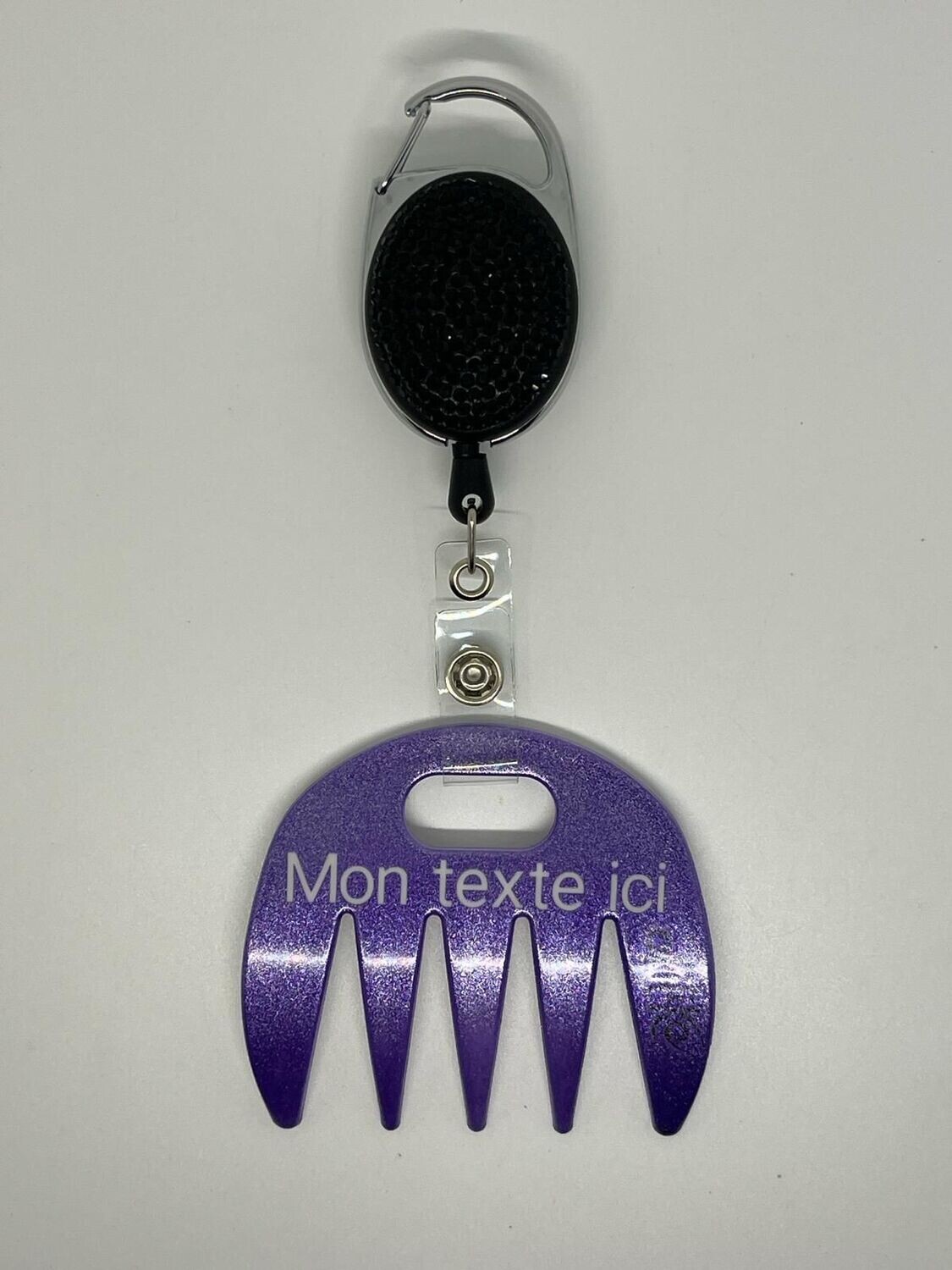 Grat-grat violet pailleté personnalisé  - Clipper diamants noirs, dans son coffret cadeau.