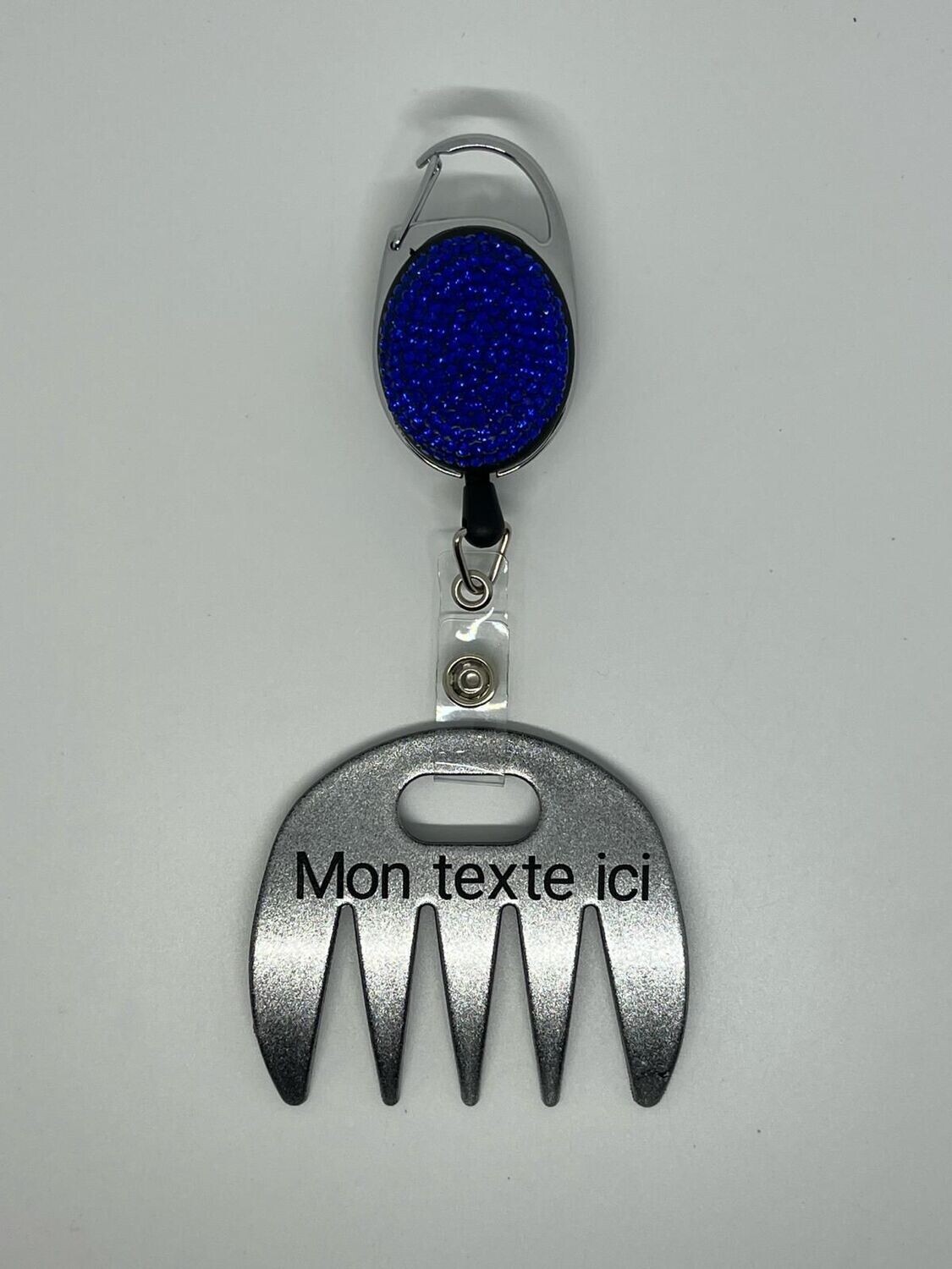 Grat-grat argent pailleté personnalisé  - Clipper diamants bleus, dans son coffret cadeau.