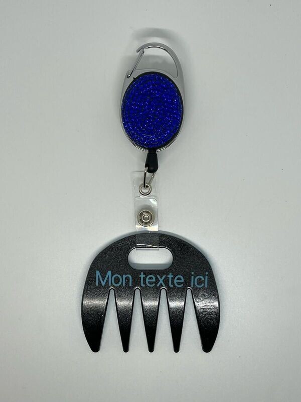 Grat-grat noir pailleté personnalisé  - Clipper diamants bleus, dans son coffret cadeau.
