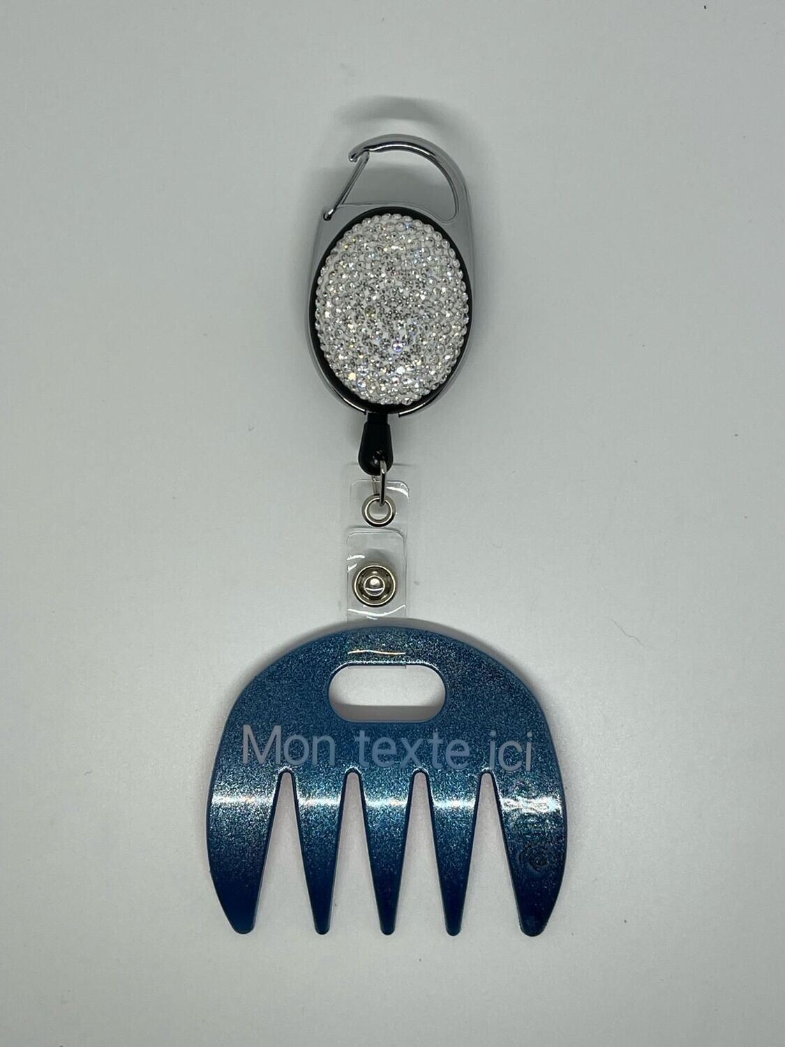 Grat-grat bleu pailleté personnalisé  - Clipper diamants, dans son coffret cadeau.