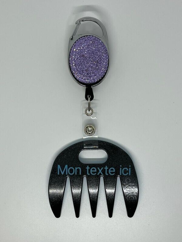 Grat-grat noir pailleté personnalisé  - Clipper diamants violets, dans son coffret cadeau.