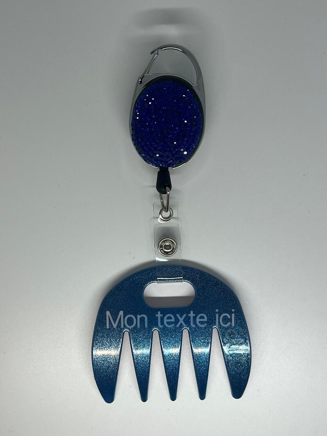 Grat-grat bleu pailleté personnalisé  - Clipper diamants bleus, dans son coffret cadeau.