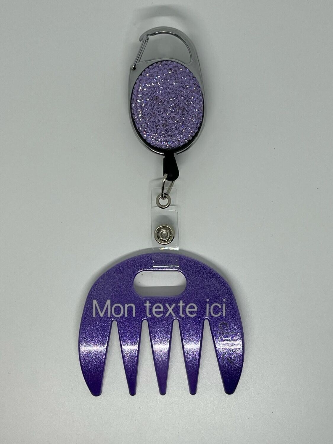 Grat-grat violet pailleté personnalisé  - Clipper diamants violets, dans son coffret cadeau.